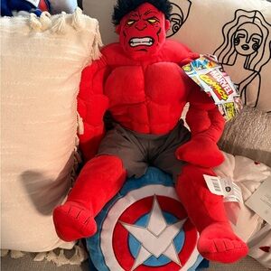 Marvel Red and Gray Hulk Plush with Shield